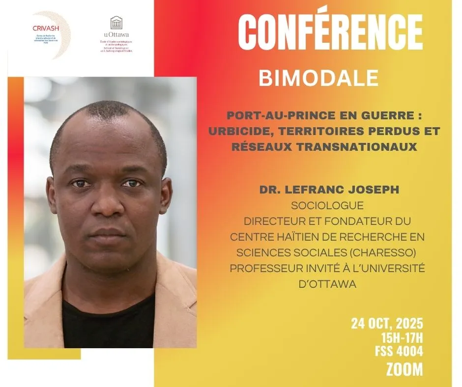 Port-au-Prince en guerre : une conférence sur l'urbicide haïtien avec le Dr Lefranc Joseph